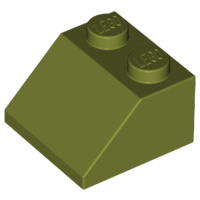 Brick Sloped 45° 2 x 2 in Olive Green