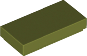 Tile 1 x 2 with Groove in Olive Green