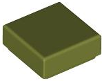 Tile 1 x 1 with Groove in Olive Green