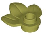 Plant, Plate 1 x 1 Round with 3 Leaves in Olive Green
