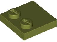 Plate Special 2 x 2 with Only 2 studs in Olive Green