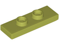 Plate Special 1 x 3 with 2 Studs with Groove and Inside Stud Holder (Jumper) in Olive Green