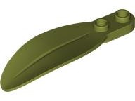 Plant, Leaf 2 x 6 x 1 with 2 Studs in Olive Green