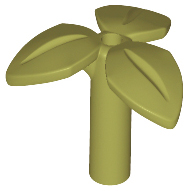 Plant, Stem with 3 Leaves and Bottom Pin in Olive Green