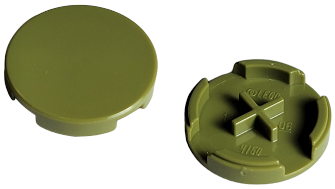 Tile Round 2 x 2 with Bottom Cross in Olive Green