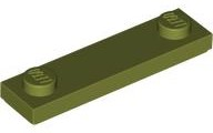 Plate Special 1 x 4 with 2 Studs with Groove [New Underside] in Olive Green