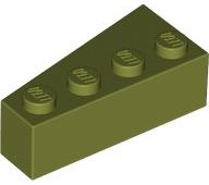 Brick Wedged, Angled 4 x 2 Right in Olive Green