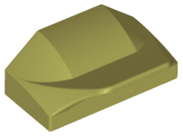 Brick Wedged, Curved 1 x 2 x 2/3 No Studs, Wing End in Olive Green