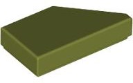 Tile 1 x 2 with Stud Notch Left in Olive Green