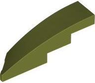 Brick Wedged, Curved 1 x 4 with Stud Notch Right in Olive Green