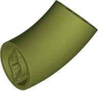 Brick Round 2 x 2 D. Tube with 45° Elbow and Axle Holes (Crossholes) at Each End [LONG] in Olive Green