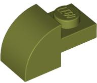 Brick Curved 1 x 2 x 1 with Curved Top in Olive Green