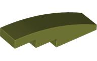 Brick Curved 4 x 1 No Studs [Stud Holder with Symmetric Ridges] in Olive Green