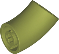 Brick Round 2 x 2 D. Tube with 45° Elbow and Axle Holes (Crossholes) at Each End [SHORT] in Olive Green