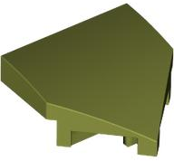 Brick Wedged, Curved 2 x 2 with Stud Notches in Olive Green