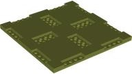 Plate Special 16 x 16 x 2/3 with Eight Recessed Edges with 1 x 4 Studs and Four Recessed Centers with 2 x 4 Studs in Olive Green