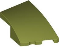 Brick Wedged, Curved 3 x 2 with Stud Notch Right in Olive Green