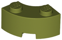 Brick Round Corner 2 x 2 Macaroni with Stud Notch and Reinforced Underside [New Style] in Olive Green