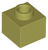 Plate 1 x 1 x 2/3 with Open Stud in Olive Green