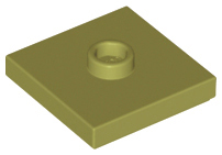 Plate Special 2 x 2 with Groove and Center Stud (Jumper) in Olive Green