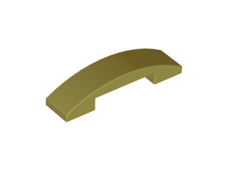 Brick Curved 4 x 1 Double, No Studs in Olive Green