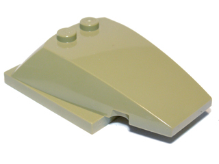 Brick Wedged, Curved 6 x 4 x 1 1/3 with 4 x 4 Base [Plain] in Olive Green