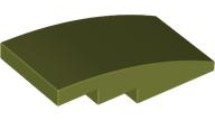 Brick Curved 4 x 2 No Studs in Olive Green