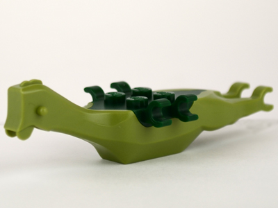 Animal Body Part, Dinosaur, Pteranodon Body, 4 Studs, 6 Clips with Dark Green Top in Olive Green