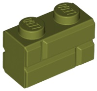 Brick Special 1 x 2 with Masonry Brick Profile in Olive Green