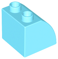 Duplo Brick 2 x 2 x 1 1/2 with Curved Top in Medium Azure