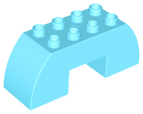 Duplo Brick 2 x 6 x 2 Curved with 2 x 2 Cutout on Bottom in Medium Azure