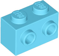 Brick Special 1 x 2 with 2 Studs on 1 Side in Medium Azure