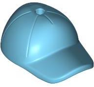 Hat / Cap Short Curved Bill with Seams and Hole on Top in Medium Azure