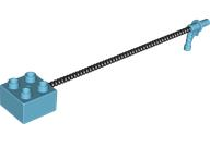 Duplo Brick, 2x2 with Black Hose and Nozzle in Medium Azure