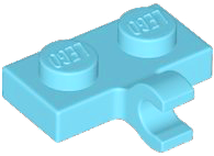 Plate Special 1 x 2 with Clip Horizontal on Side in Medium Azure