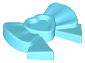 Headwear Accessory Bow with Heart, Long Ribbon and Pin in Medium Azure