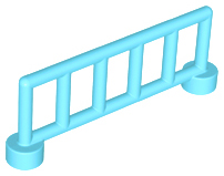 Duplo Fence Railing 1 x 6, with 6 Posts in Medium Azure