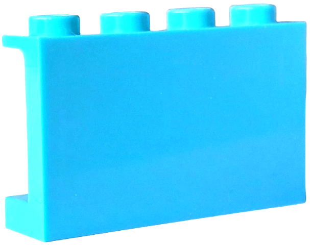 Panel 1 x 4 x 2 with Side Supports - Hollow Studs in Medium Azure