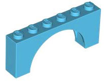 Brick Arch 1 x 6 x 2 - Thin Top without Reinforced Underside [New Version] in Medium Azure