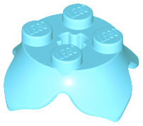 Plant, Leaves, Round 2 x 2 x 2/3 with + Axle Hole and 4 Leaf Extensions in Medium Azure
