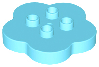 Duplo Flower 4 x 4 x 1 with 4 Top Studs in Medium Azure