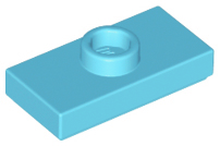 Plate Special 1 x 2 with 1 Stud with Groove and Inside Stud Holder (Jumper) in Medium Azure