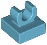 Tile Special 1 x 1 with Clip with Rounded Edges in Medium Azure