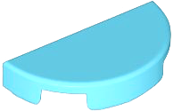 Tile Round 1 x 2 Half Circle in Medium Azure