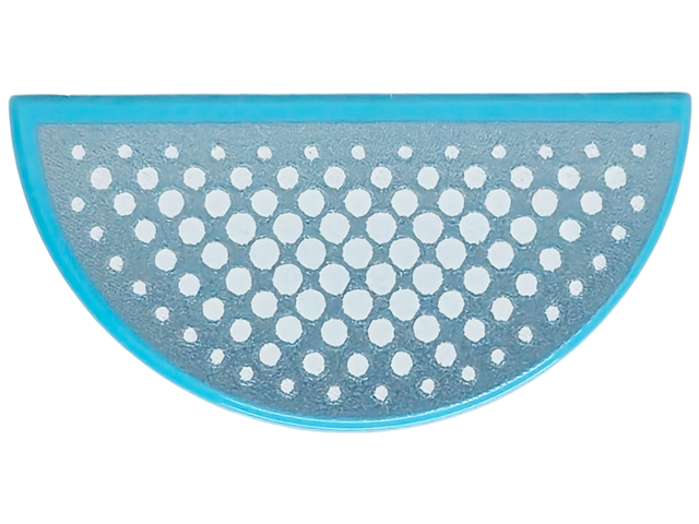 Tile Round 1 x 2 Half Circle with Dark Turquoise Surface, White Dots print in Medium Azure