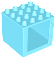 Duplo Door / Window Frame 4 x 4 x 3 with Thin Top in Medium Azure