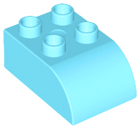 Duplo Brick 2 x 3 with Curved Top in Medium Azure