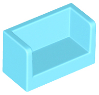 Panel 1 x 2 x 1 with Rounded Corners and 2 Sides in Medium Azure