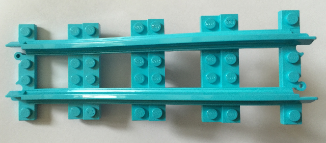 Vehicle Track, Train, Plastic, Narrow, Ramp 3 Bricks High in Medium Azure