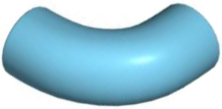 Brick Round 1 x 1 diameter Tube with 90 Degree Elbow (2 x 2 x 1) and Axle Holes (Crossholes) at each end in Medium Azure